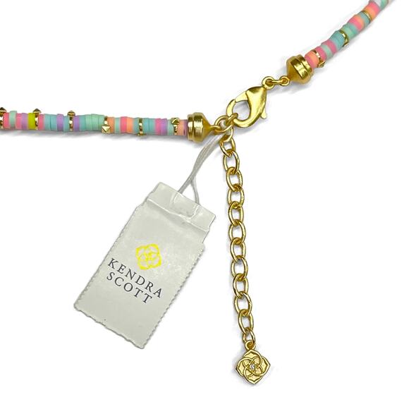 Kendra Scott Reece Optimist Gold Strand Necklace New $55 Pink Pastel 15" Length - Picture 4 of 8